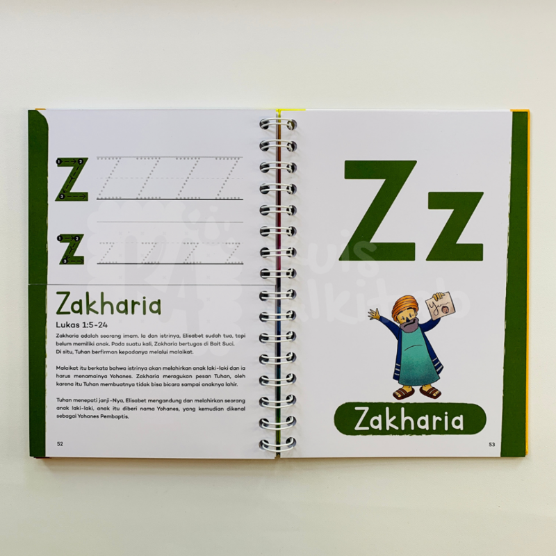 Buku Tokoh alkitab pertamaku seri belajar huruf A-Z oleh Kuis Alkitab