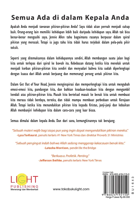 Buku Buang dari Pikiran Anda - Get out of your head oleh Jennie Allen