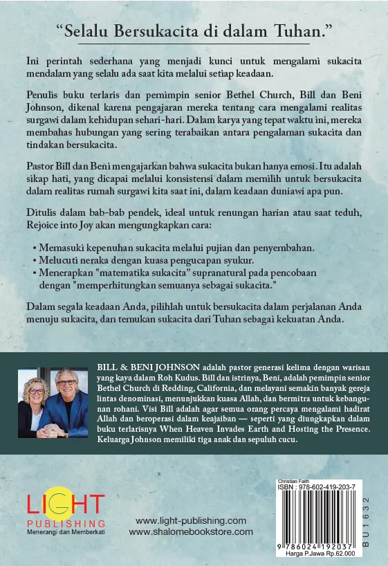 Buku Dari Bersukacita Menjadi Sukacita - Rejoice into Joy oleh Bill Johnson, Beni Johnson