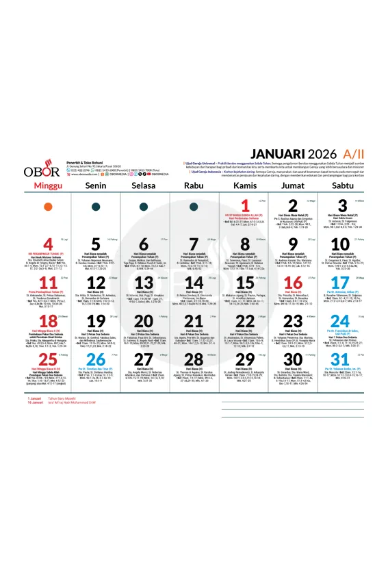 Buku Kalender Liturgi 2026 - Dinding oleh 