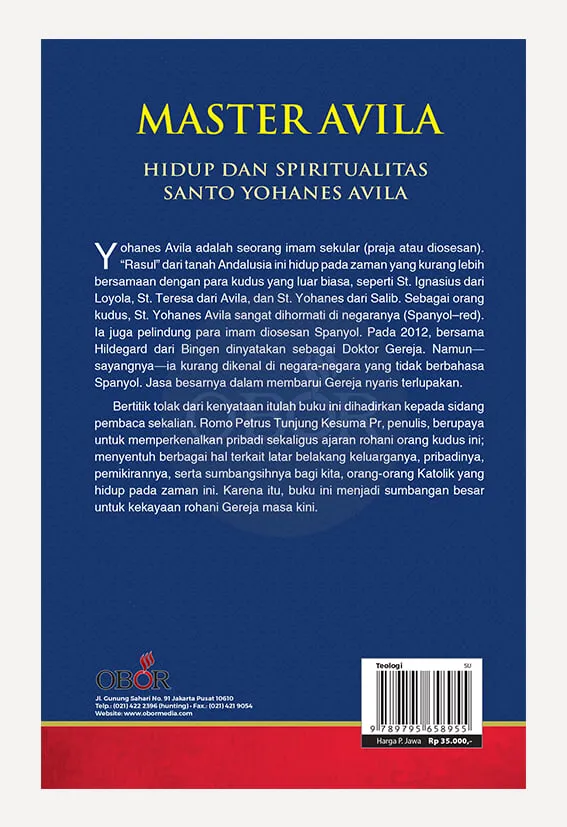 Buku MASTER AVILA – Hidup dan Spiritualitas Santo Yohanes Avila oleh RD Petrus Tunjung Kesuma