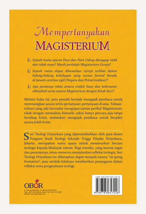 Buku Mempertanyakan Magisterium oleh RD Riki M. Baruwarso