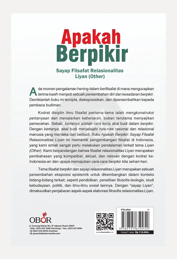 Buku Apakah berfikir - Sayap Filsafat Relasionalitas Liyan oleh FX. E. Armada Riyanto