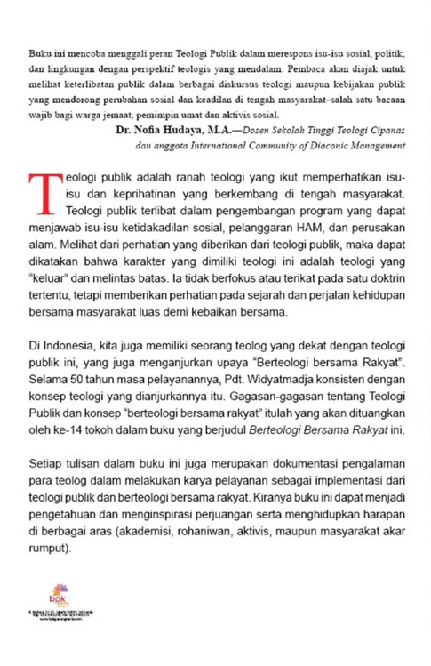 Buku Berteologi Bersama Rakyat - Mengakar Dalam Pergumulan Rakyat di Indonesia oleh Mulyadi