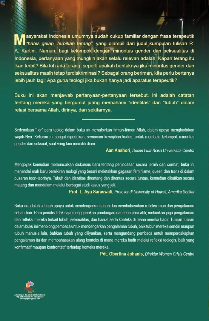Buku Lorong Gelap Perjuangan - Berteologi dalam Konteks Penindasan berbasis ldentitas, Tubuh dan Hasrat oleh Abel K. Aruan