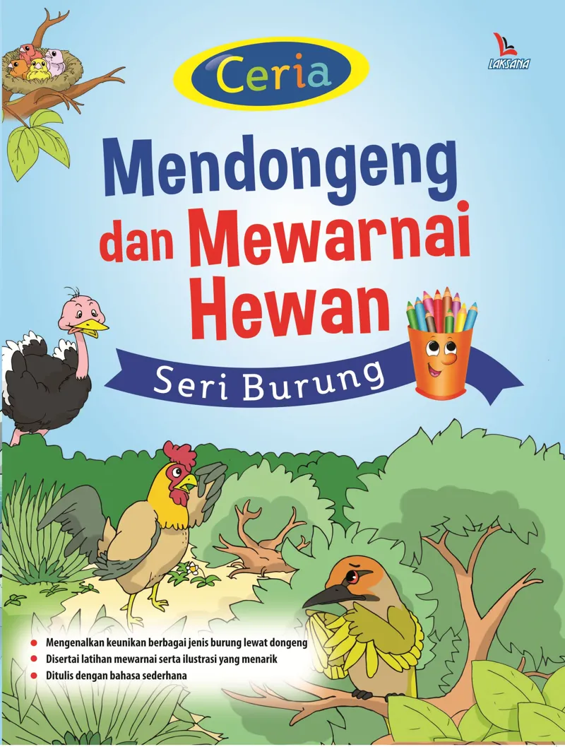 Buku Ceria Mendongeng dan Mewarnai Hewan Seri Burung oleh Kak Thifa